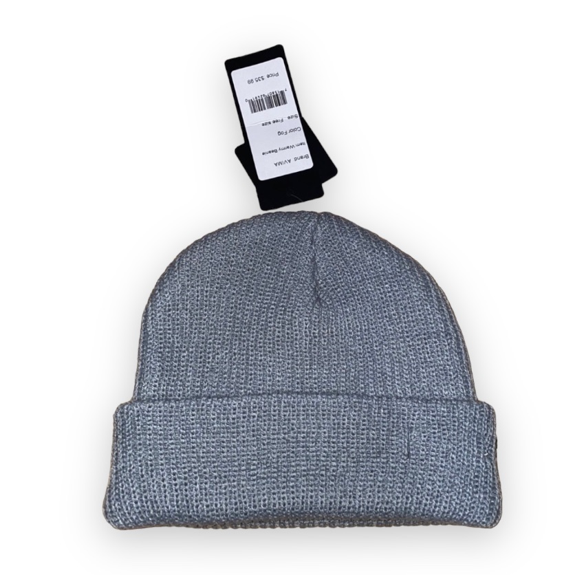 Nwt Grey Ribbed Avima Beanie Adjustable Great Condition One Size Os No Flaws